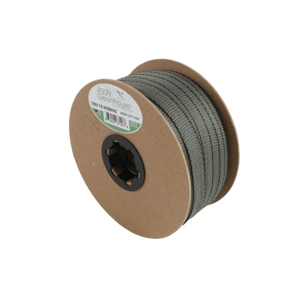 250' Long x 3/4" Wide Green Tree Tie Webbing Roll - Staking, Guying, Transplanting Arbor Ties Jiggly Greenhouse