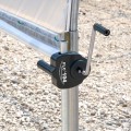 Manual Hand Crank Winch For Greenhouse Sidewall Ventilation - Attaches To 3/4" [1" OD] EMT Conduit Jiggly Greenhouse® (Installation Shown As Example)