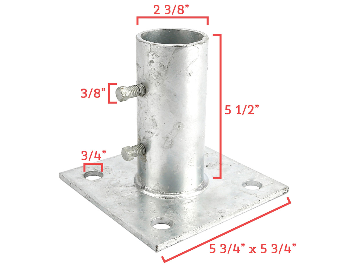  Post Floor Flanges - Pressed Steel Surface Mount Floor Flange (Pressed Steel) - Diagram Measurements