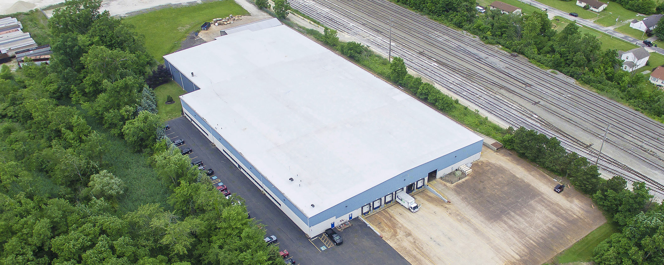 Wide arial shot of the DF Supply Inc. Building